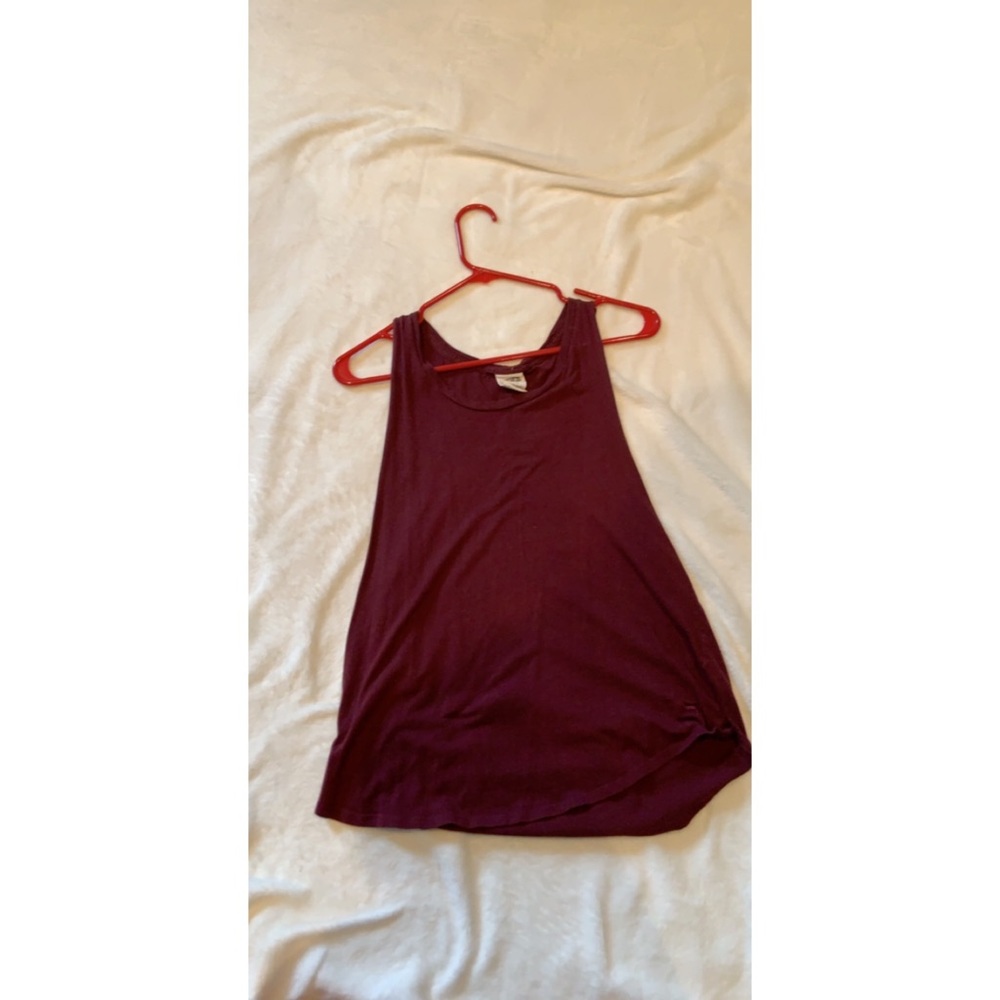 Maroon tank top with deep armholes